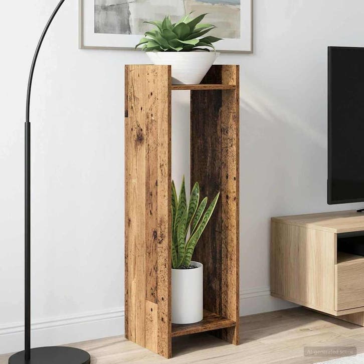 vidaXL Plantenstand 2 pcs Oudhout 30 x 30 x 100 cm, Tuin en Terras, Bloembakken en Plantenbakken, Nieuw, Verzenden