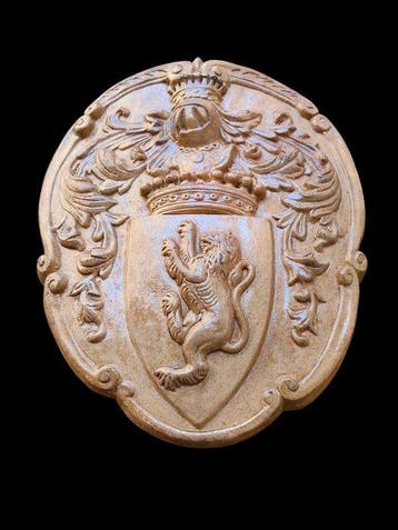 sculptuur, Stemma Araldico Leone Rampante - 46 cm - Gegoten