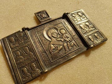 Reis-icoon - Moeder Gods van Smolensk - Brons
