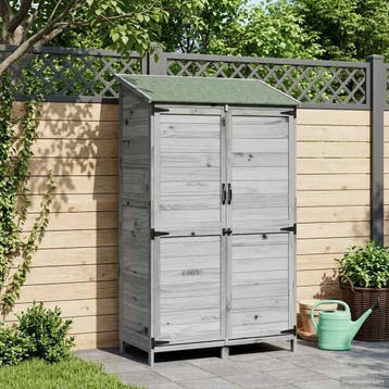vidaXL Tuin Shed met dak Grijs 106,5 x 56 x 176 cm Massief, Verzenden