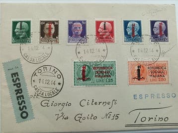 Koninkrijk Italië 1944 - Prachtige filatelistische brief R., Gestempeld