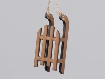 Houten 4 sleetjes hangers kerstdecoratie Naturel 9 cm, Huis en Inrichting, Nieuw