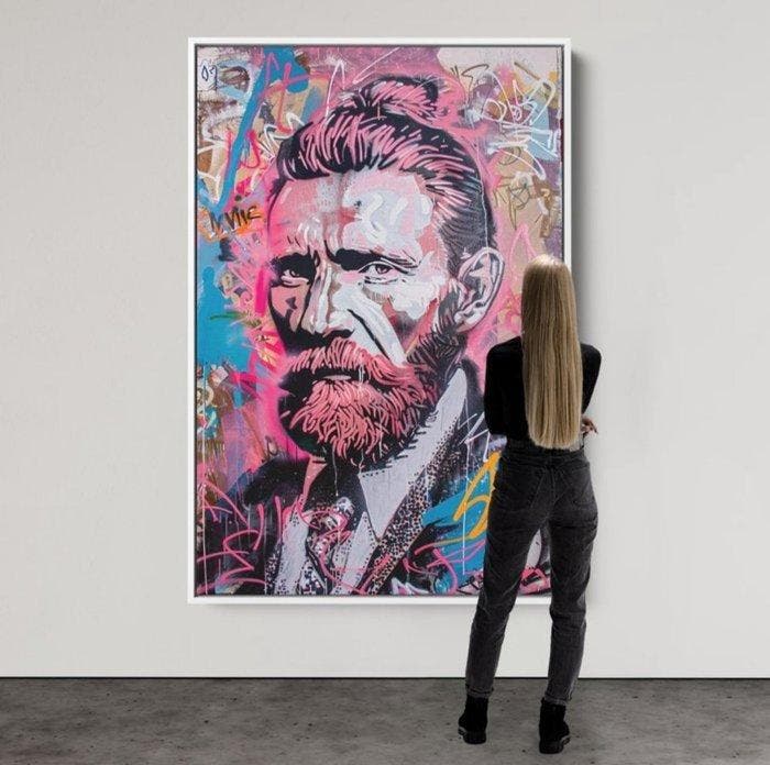 Dine Chanima (XX-XXI) - Neon Portrait of Vincent Van Gogh, Antiek en Kunst, Kunst | Schilderijen | Modern