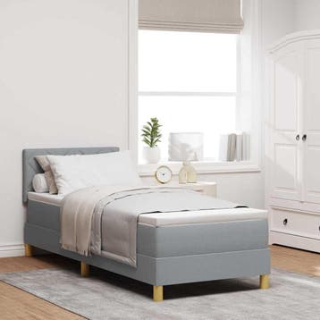 vidaXL LED Box Spring Bed met hoofdeinde Lichtgrijs 80 x 200, Verzenden