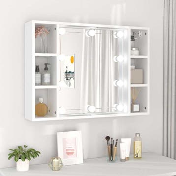 vidaXL Spiegelkast met LED-verlichting 76x15x55 cm wit, Huis en Inrichting, Verzenden, Nieuw
