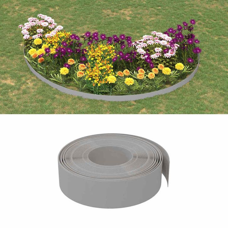vidaXL Tuinranden 4 st 10 m 15 cm polyetheen grijs, Jardin & Terrasse, Traverses & Bordures, Envoi