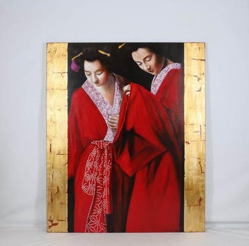 Louis Nagelkerke (1949) - Twee vrouwen in kimono