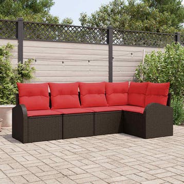 vidaXL Tuinbank Set 5 st Bruin poly rattan, Verzenden