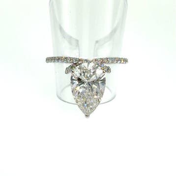 Ring - 14 karaat Witgoud - 4.02ct. tw. Diamant (Lab-grown) -, Nieuw