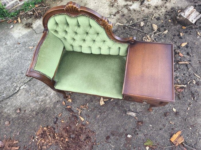 Sofa - Hout, Canvas - telefoonstoel, Antiquités & Art, Curiosités & Brocante