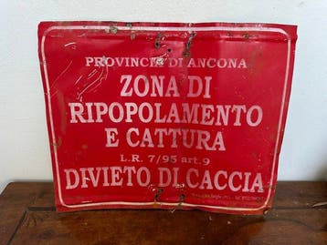 Vintage naambord van plaatstaal Provincie Ancona -