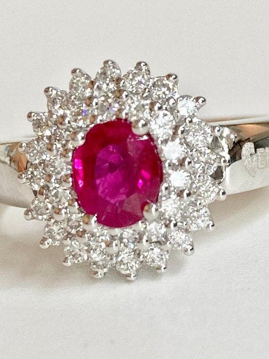 Pala Diamond - Statement ring - 18 karaat Witgoud - 1.04ct., Bijoux, Sacs & Beauté, Bijoux anciens