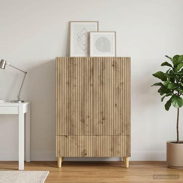 vidaXL Dressoir Artisanaal eiken 66 x 34,5 x 95 cm Bewerkt, Verzenden, Nieuw