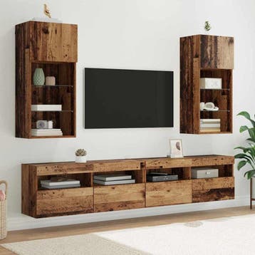 vidaXL Wandkasten voor tv 2 pcs Oudhout 40,5 x 30 x 90 cm, Verzenden