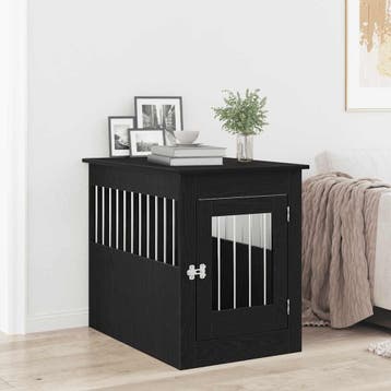 vidaXL Hondenbenchmeubel 55x80x68 cm bewerkt hout zwart, Animaux & Accessoires, Verzenden