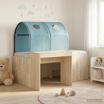vidaXL Bed met Tunnel 3 st Sonoma Eiken en Lichtblauw, Huis en Inrichting, Slaapkamer | Bedden, Verzenden, Nieuw