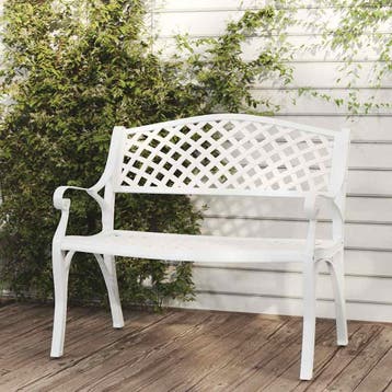 vidaXL Tuinbank 102 cm gietaluminium wit, Jardin & Terrasse, Ensembles de jardin, Verzenden