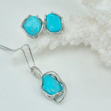 Turquoise - Zilver, Zonder reserveprijs - 2-delige
