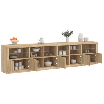 vidaXL Dressoir met LED-verlichting 283x37x67 cm sonoma, Verzenden