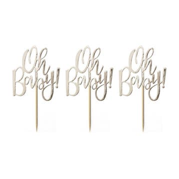Gouden Cocktailprikkers Oh Baby 7cm 12st, Verzenden, Nieuw