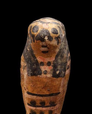 Oud-Egyptisch hout met stucwerk - Oushebti in de vorm van, Verzamelen