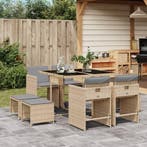 vidaXL 9-delige Tuinset met kussens poly rattan gemengd, Verzenden, Nieuw, Tuinset