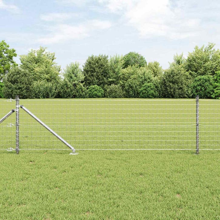 vidaXL Hekpaal met grondpen 52 st zilver Gepoedercoat staal, Tuin en Terras, Palen, Balken en Planken, Nieuw, Verzenden