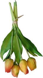 Tulpen real touch oranjegeel luxe siliconen latex bundel 5