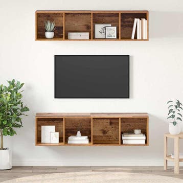 vidaXL Tv-meubelset 2 st Oud Hout Bewerkt hout, Verzenden