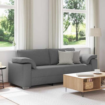 vidaXL 3-Zits Sofa Donkergrijs 220 cm Stof, Huis en Inrichting, Zetels | Zetels, Verzenden, Nieuw