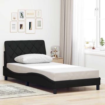 vidaXL Bedframe zonder matras 100x200 cm stof zwart, Verzenden, Nieuw