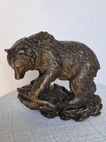 Milo (1910-1978) - Statue, Bronzen beer op rots milo - 13 cm