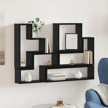 vidaXL Wandplank Muurmontage Zwart Eiken 96 x 12 x 64 cm, Verzenden, Nieuw