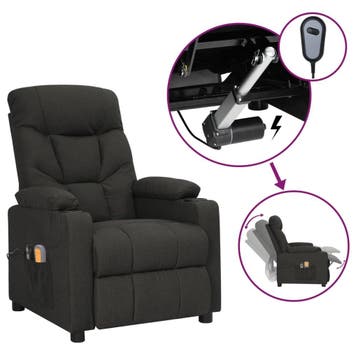 vidaXL Massagestoel elektrisch stof zwart, Verzenden