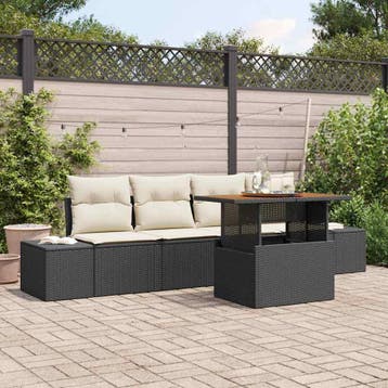 vidaXL Tuinbank Set 5 st Zwart en Crème, Verzenden