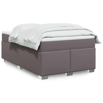 vidaXL Boxspring met matras kunstleer grijs 120x200 cm, Verzenden, Nieuw