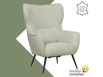 Leren fauteuil Flair - Toledo Perle (lichtgrijs), Eigentijds, Modern, Retro, Romantisch, Nieuw, Ophalen of Verzenden, 75 tot 100 cm