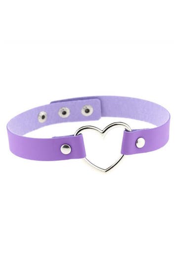 KIMU® Choker Lila Hartje Pu Leer Collar Ketting Hart Halsban, Handtassen en Accessoires, Kettingen, Ophalen of Verzenden, Nieuw
