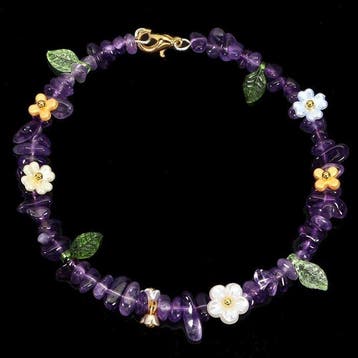 925 zilver, amethist en andere edelstenen Armband- 6.45 g