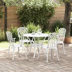 vidaXL Tuin Eettafel Set 5 pcs Wit Aluminium, Verzenden, Nieuw