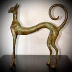 Abdoulaye Derme - sculptuur, Chat stylisé en bronze à la