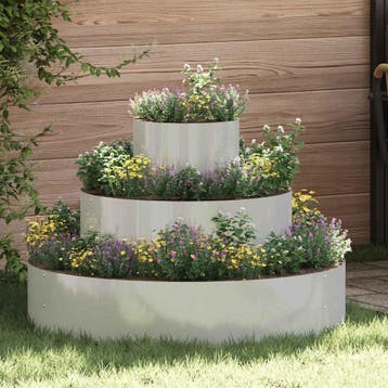 vidaXL Plantenbak Zilver 90 x 90 x 20 cm Gegevens staal, Tuin en Terras, Verzenden, Nieuw