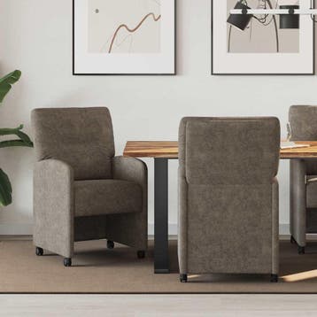 vidaXL Eetkamerstoelen met wielen 2 st Faux suede leer, Verzenden