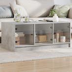 vidaXL Salontafel met glazen deuren 102x50x42 cm betongrijs, Verzenden, Nieuw