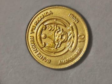 Rwanda. 10 FRW Ruanda y Burundi. 10 FRW 2017 icons of the