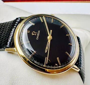 Omega - Geneve - Gold 14K - Black Gilt Dial - cal. 601 -, Nieuw