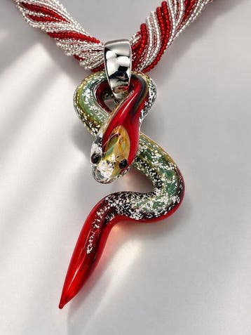 Murano-glas, Zilver - Ketting met hanger - Murano-glas