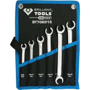 Brilliant Tools Open Ringsleutelset Leidingen 8-19mm 6-delig, Verzenden, Nieuw