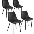 tectake Set stoelen Monroe fluweellook - zwart, Set van 4, Huis en Inrichting, Stoelen, Verzenden, Nieuw
