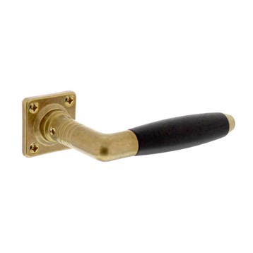 Deurklink Ton 400 met rozet messing getrommeld/ebbenhout..., Ophalen of Verzenden, Klink of Kruk